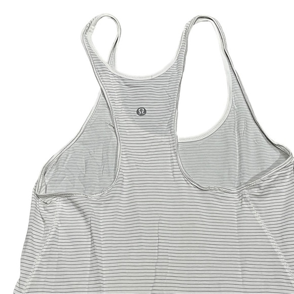 LULULEMON racerback tank top size 6 grey white stripes - Picture 3 of 4
